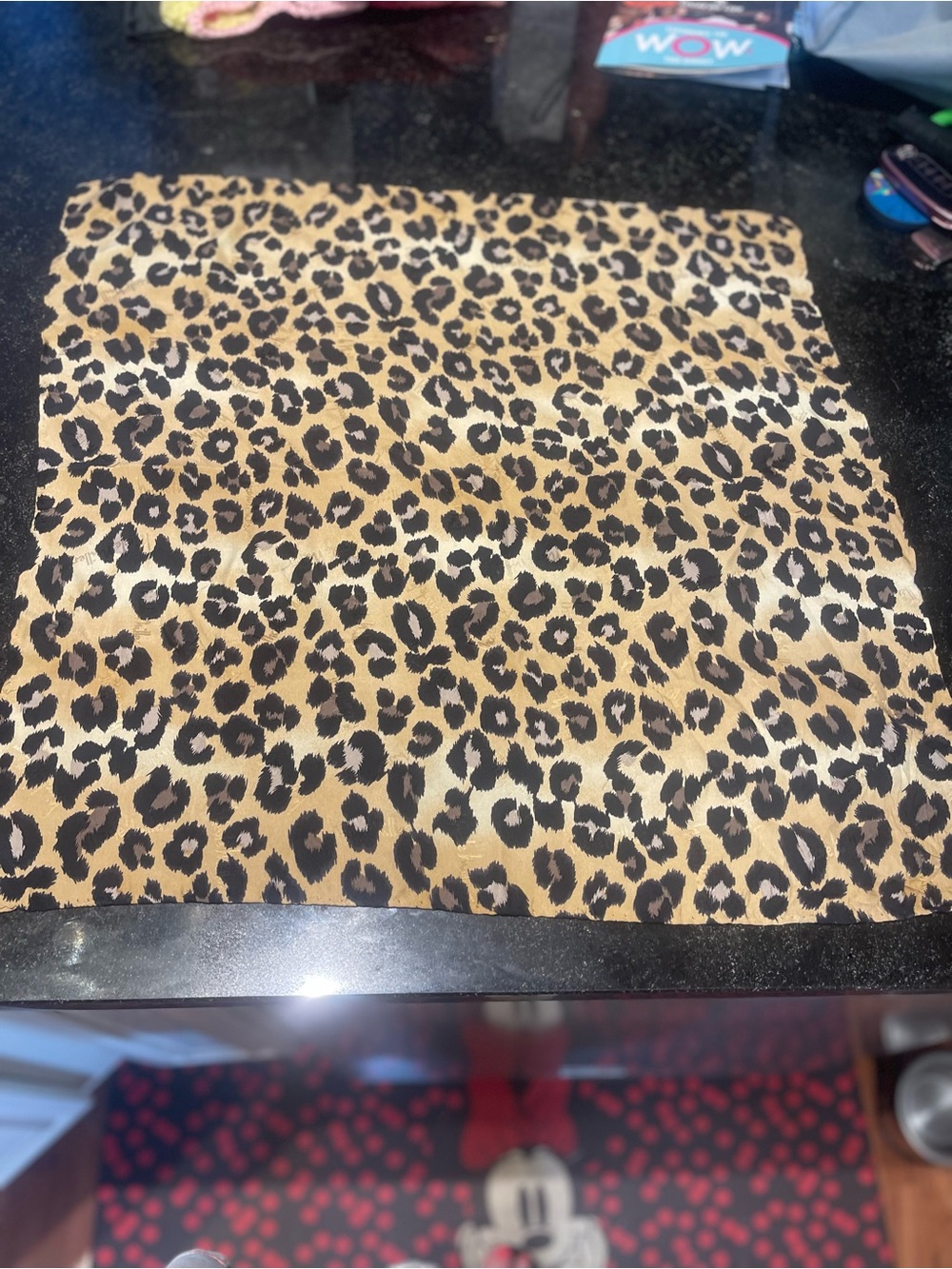 Nicole Miller vintage Leopard Print Silk Scarf in Tan, Black, and White